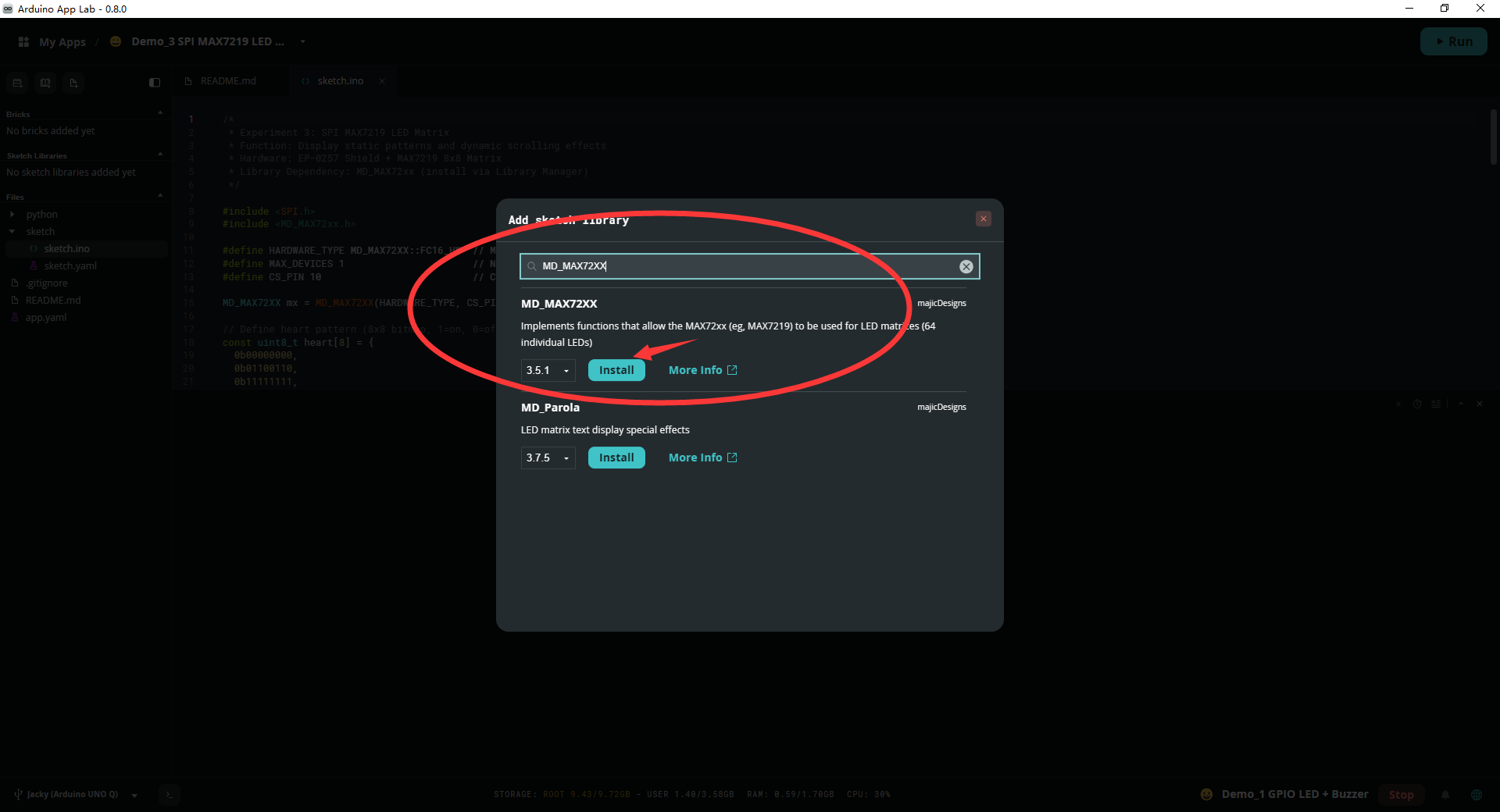 MD_MAX72xx Installation