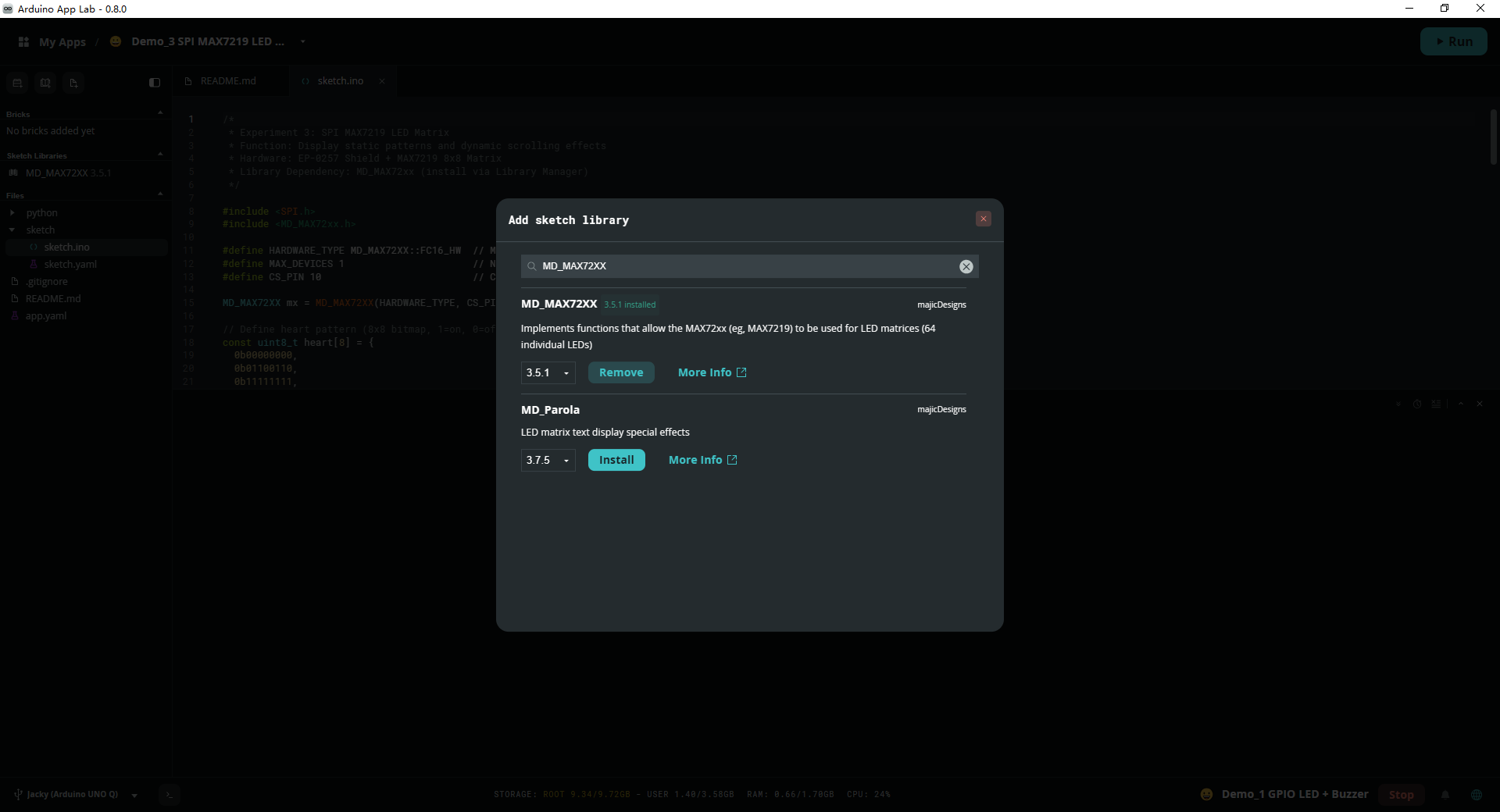 MD_MAX72xx Installation