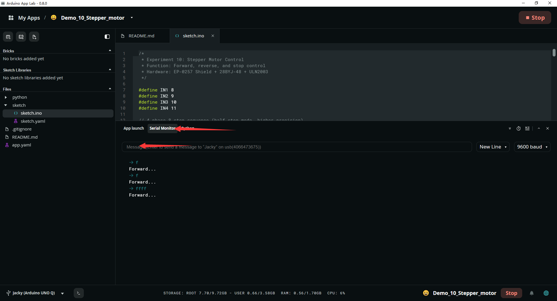 Serial Monitor Commands